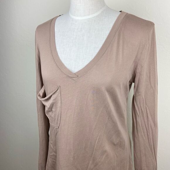 Bobi Jersey Long Sleeve V-Neck Boyfriend Tee - Picture 2 of 6